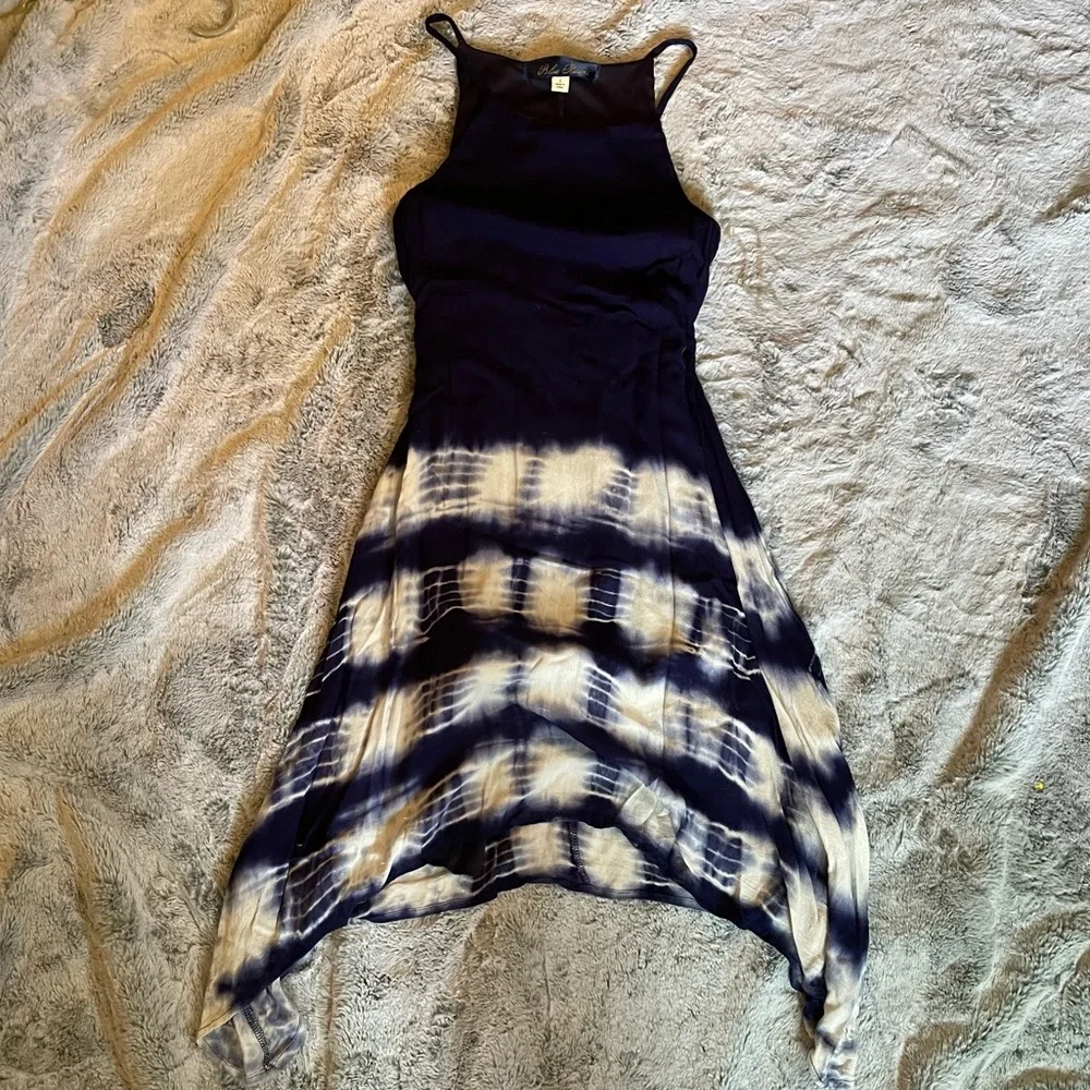 Francesca’s Collection Blue Rain Boho Tie Dye Midi Draped Dress - SMALL - Picture 1 of 10